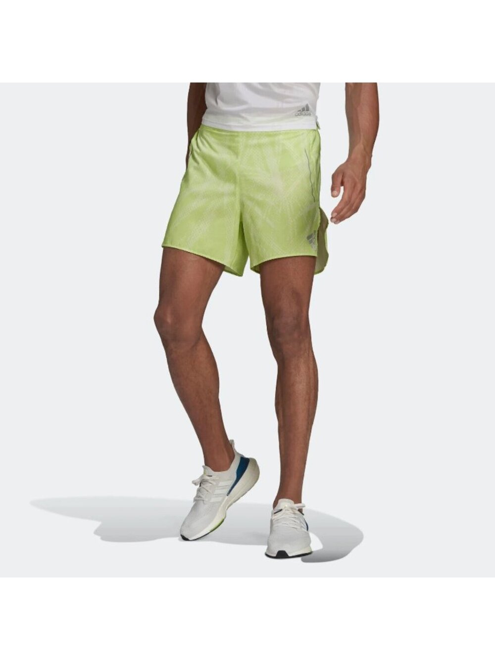 Adidas Mens Running BTN Shorts H61161 Lime Wicking 5" Size XL
